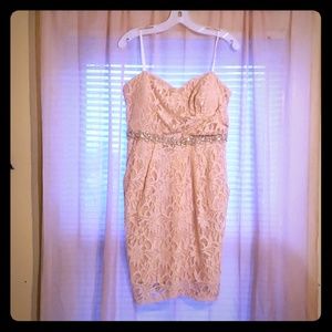 Strapless Peach Cocktail Dress